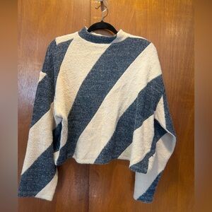 Maeve Gray and Cream Striped Sweater